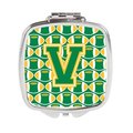 Carolines Treasures Letter V Football Green and Gold Compact Mirror CJ1069-VSCM